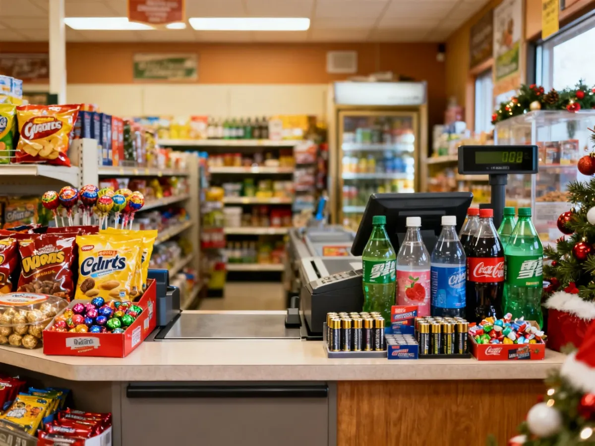Uporządkowana strefa produktów impulsowych przy kasie