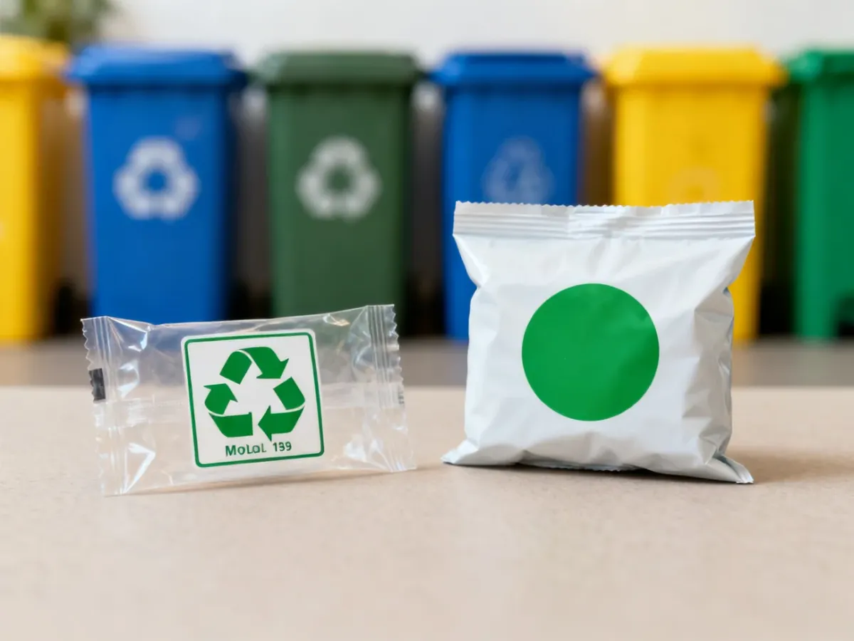 Porównanie symbolu recyklingu i Zielonego Punktu na opakowaniach