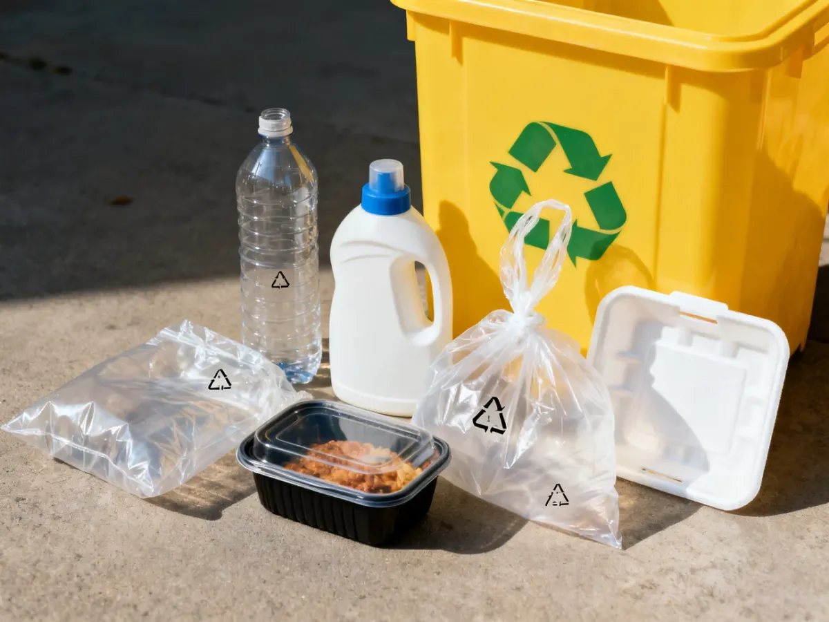 Różne plastikowe opakowania przeznaczone do sortowania